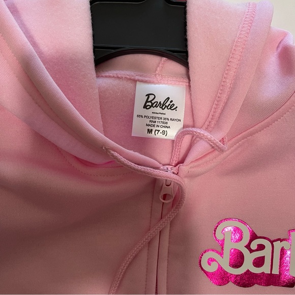 Barbie Girls’ Pink Zip-up Drawstring Hoodie - Picture 3 of 3